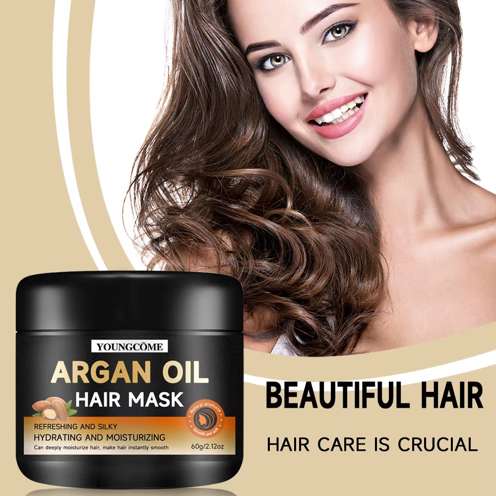 Smooth Conditioning Hair Mask with Moroccan Argan Oil - Enhances Scalp Health, Ideal for Aromatherapy, and Biotin-Infused Repair Treatment