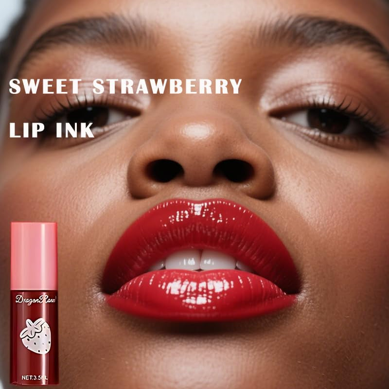 10 Colors Lip Tint, Color Tinted Lip Stain, Moisturizing Lip Balm Liquid Lipstick Makeup Hydrating Long Lasting Lip Gloss (Strawberry)
