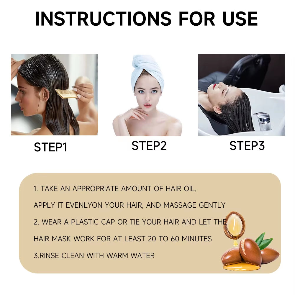 Smooth Conditioning Hair Mask with Moroccan Argan Oil - Enhances Scalp Health, Ideal for Aromatherapy, and Biotin-Infused Repair Treatment
