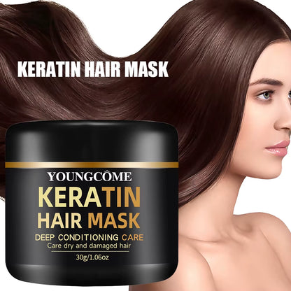 Natural Keratin Hair Mask for Repairing Damaged, Dry, and Split Ends - Nourishing and Moisturizing Deep Treatment for Shiny Hair Care