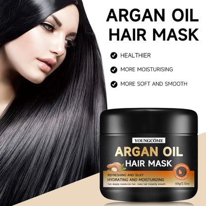Smooth Conditioning Hair Mask with Moroccan Argan Oil - Enhances Scalp Health, Ideal for Aromatherapy, and Biotin-Infused Repair Treatment