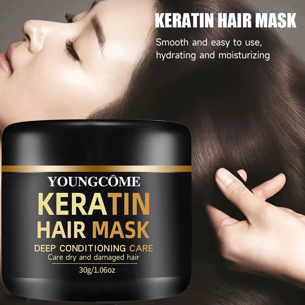 Natural Keratin Hair Mask for Repairing Damaged, Dry, and Split Ends - Nourishing and Moisturizing Deep Treatment for Shiny Hair Care