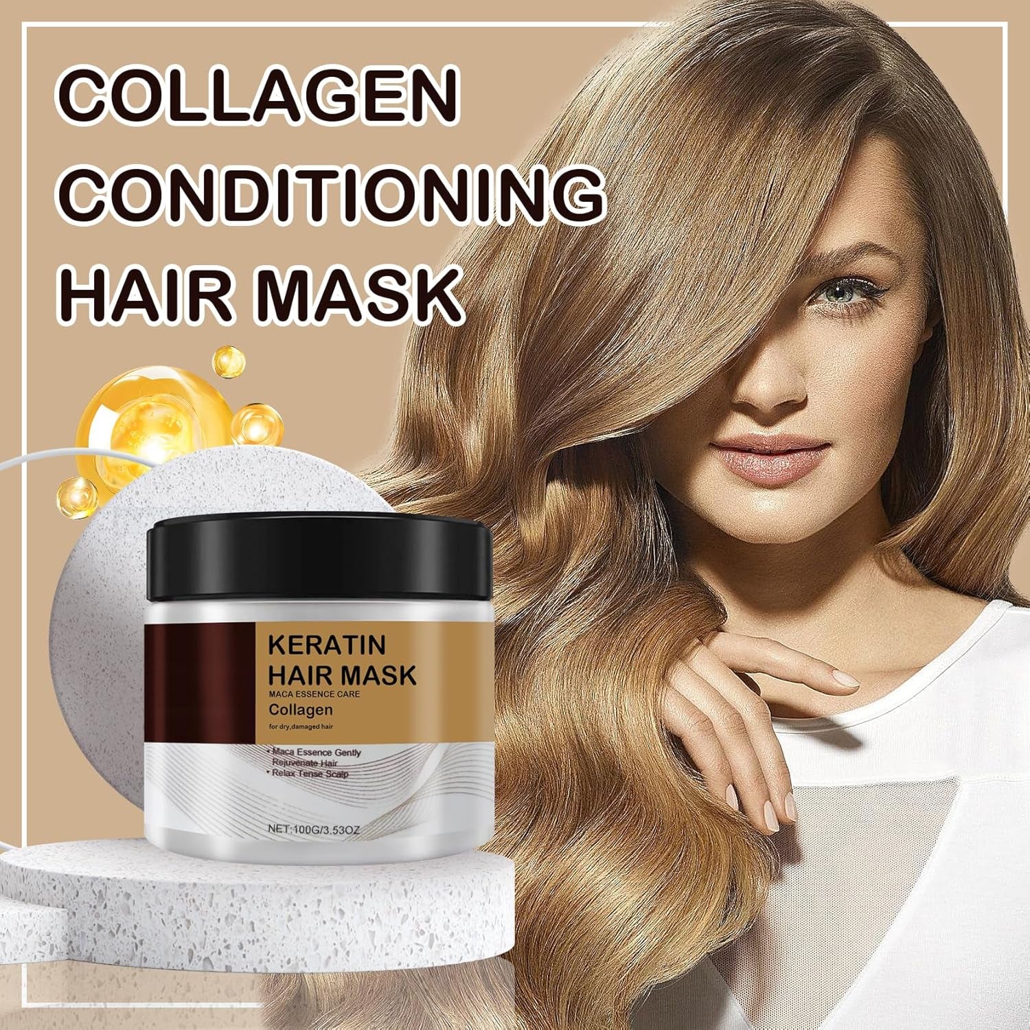 Keratin Hair Mask, Deep Conditioning & Hydrating Collagen Mask for All Hair Types