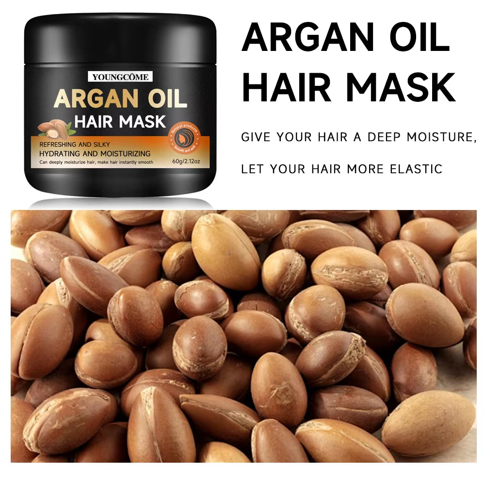 Smooth Conditioning Hair Mask with Moroccan Argan Oil - Enhances Scalp Health, Ideal for Aromatherapy, and Biotin-Infused Repair Treatment
