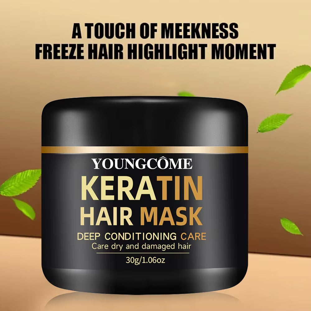 Natural Keratin Hair Mask for Repairing Damaged, Dry, and Split Ends - Nourishing and Moisturizing Deep Treatment for Shiny Hair Care